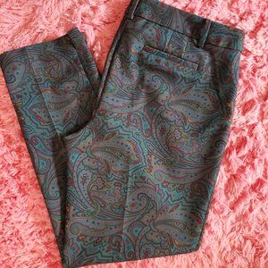 Talbots Paisley Ankle Pants Size 12 Poly Blend